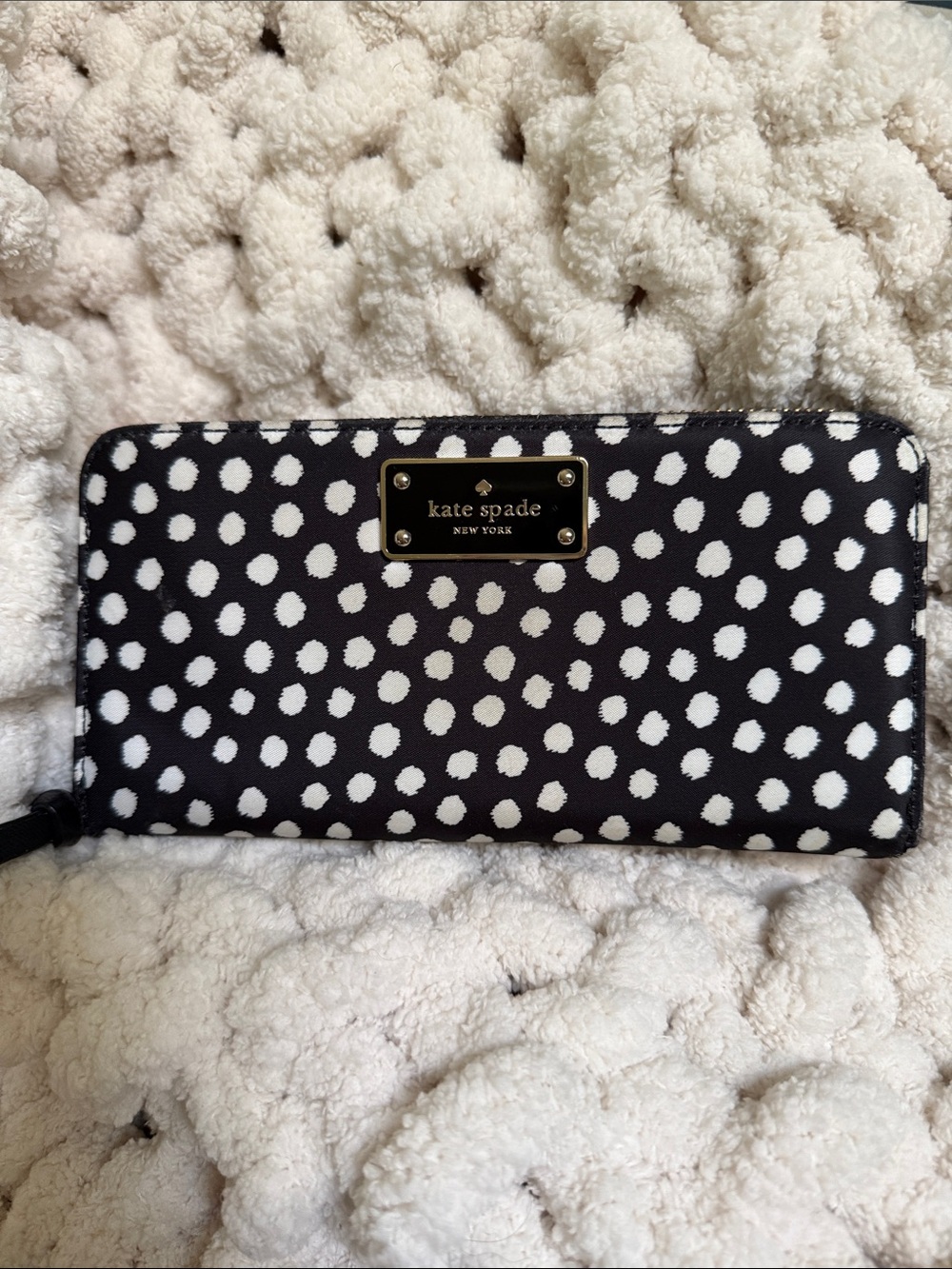 kate spade Black and White Polka Dot Zip-Around Wallet - Picture 10 of 12